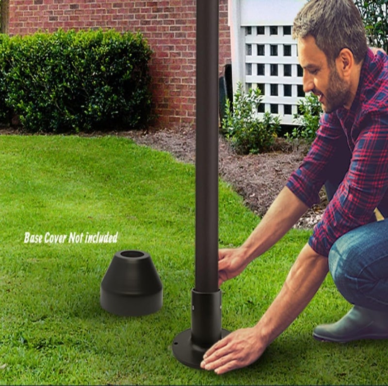 Solus SB-2403 Outdoor Surface Mount Lamp Post Base â€“ Light or Heavy Duty Aluminum Base for 3" Poles - Black, Bronze, or White â€“ Made in USA (Black Light Duty) - Image 2